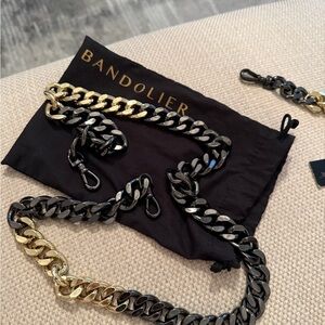 Bandolier Black and Gold Metal Phone Strap